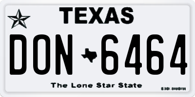 TX license plate DON6464