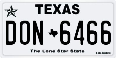TX license plate DON6466