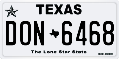 TX license plate DON6468