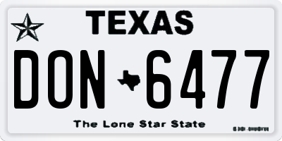 TX license plate DON6477