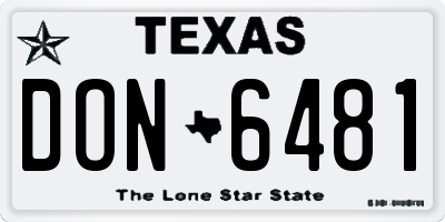 TX license plate DON6481