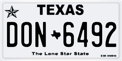 TX license plate DON6492