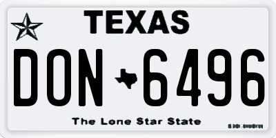TX license plate DON6496