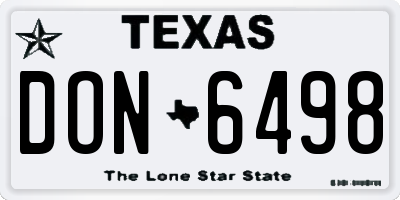 TX license plate DON6498
