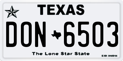 TX license plate DON6503