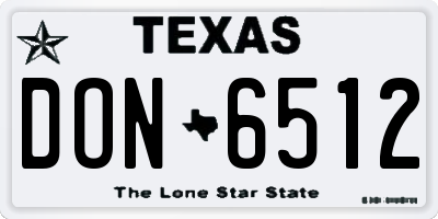 TX license plate DON6512