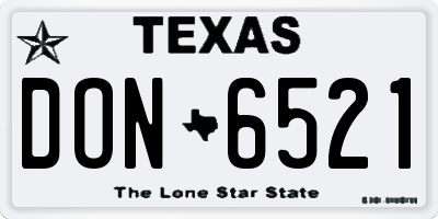 TX license plate DON6521