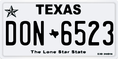 TX license plate DON6523