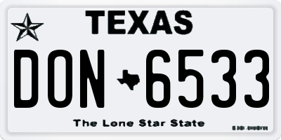 TX license plate DON6533