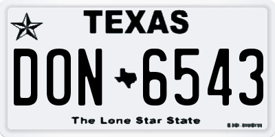 TX license plate DON6543