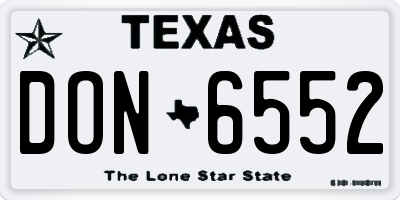 TX license plate DON6552