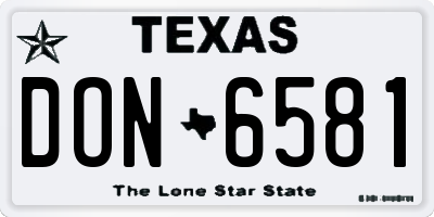 TX license plate DON6581