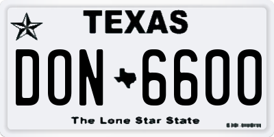 TX license plate DON6600