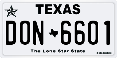 TX license plate DON6601