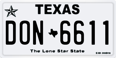 TX license plate DON6611