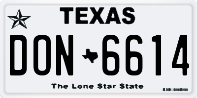 TX license plate DON6614
