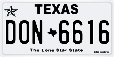 TX license plate DON6616
