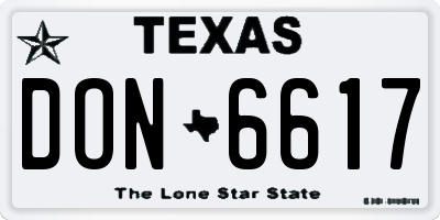 TX license plate DON6617