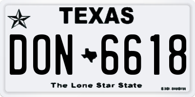 TX license plate DON6618