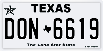 TX license plate DON6619
