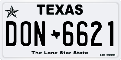 TX license plate DON6621