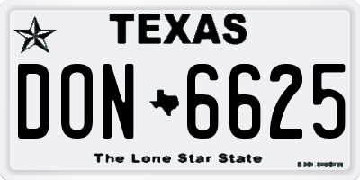 TX license plate DON6625