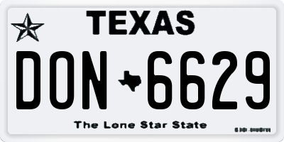 TX license plate DON6629