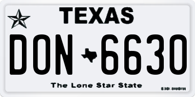 TX license plate DON6630