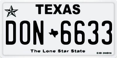 TX license plate DON6633