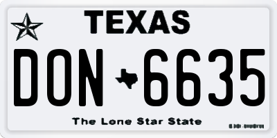 TX license plate DON6635