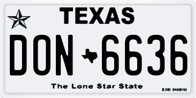TX license plate DON6636