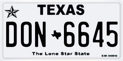 TX license plate DON6645