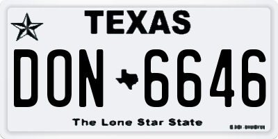 TX license plate DON6646