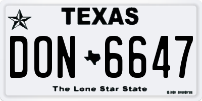 TX license plate DON6647
