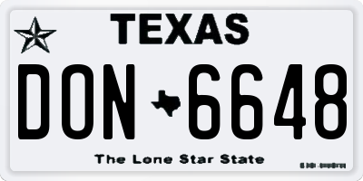 TX license plate DON6648