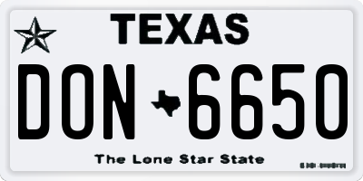 TX license plate DON6650