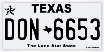 TX license plate DON6653