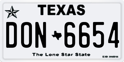 TX license plate DON6654