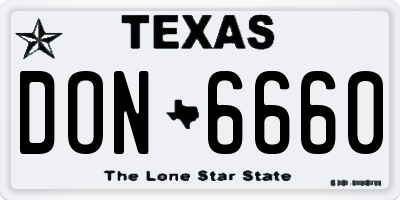 TX license plate DON6660