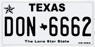 TX license plate DON6662