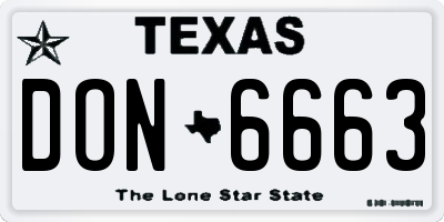 TX license plate DON6663