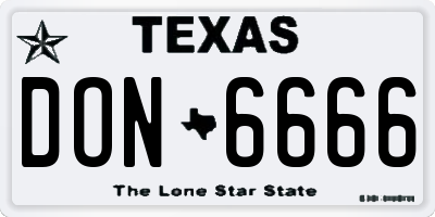 TX license plate DON6666