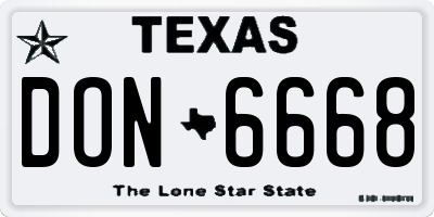 TX license plate DON6668
