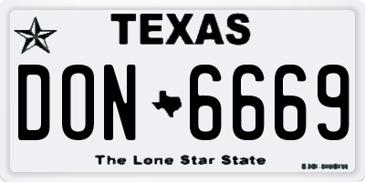 TX license plate DON6669