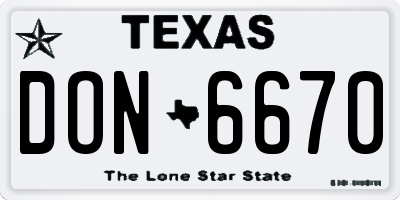 TX license plate DON6670