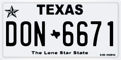 TX license plate DON6671