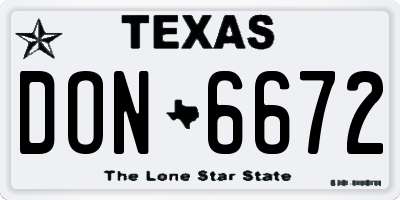 TX license plate DON6672