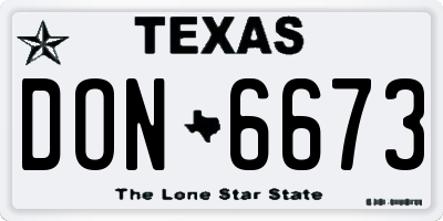 TX license plate DON6673