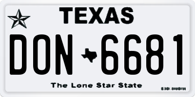 TX license plate DON6681