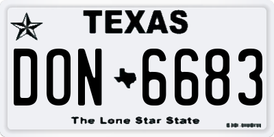 TX license plate DON6683